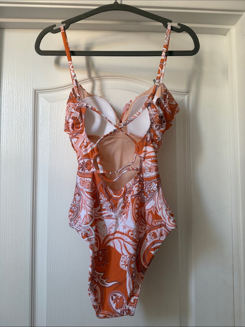 Cupshe Orange Paisley Ruched One-Piece Swimsuit - Picture 3 of 3